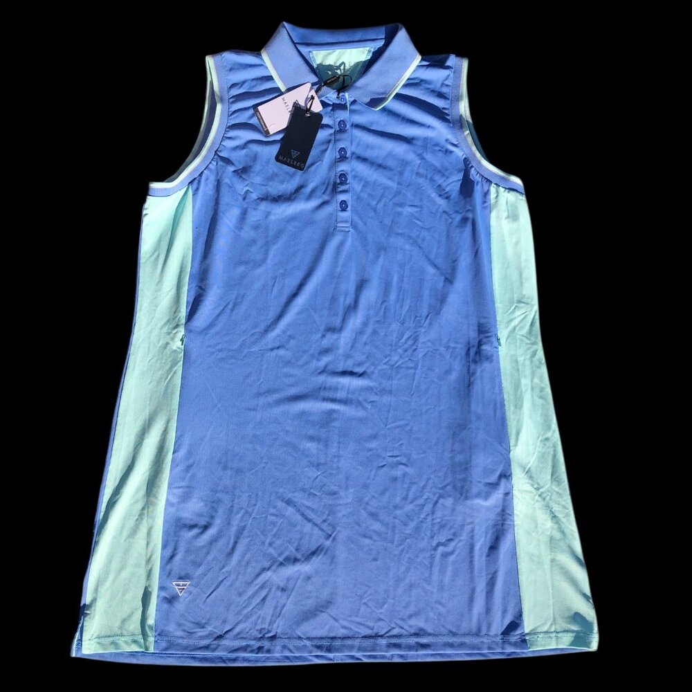 Women's Sleeveless Golf Dress Blue Mint Colorblock, 2XL - Picture 2 of 5
